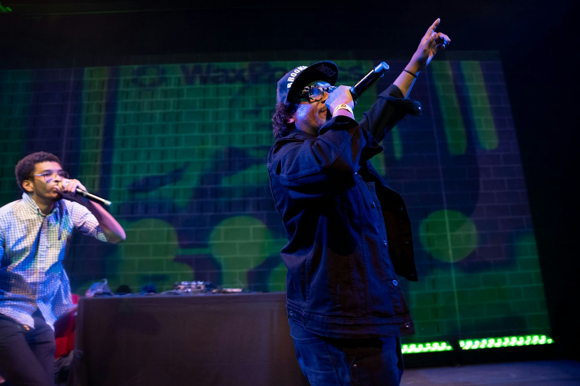 Host Donwill invites a beatboxer named Isaac for a freestyle session. Photo by Edwina Hay.